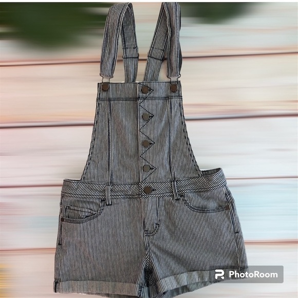 Vintage 90s Striped Short Overalls 
Size S - Picture 2 of 8